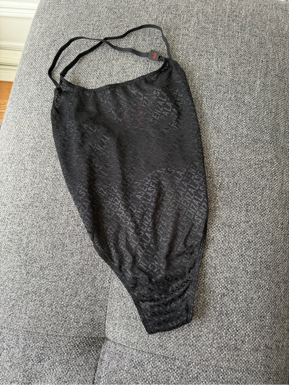 La SENZA Black Logo-Print bodysuit